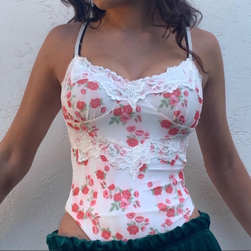Tiger Mist Lace Sexy Lingerie Floral Bodysuit